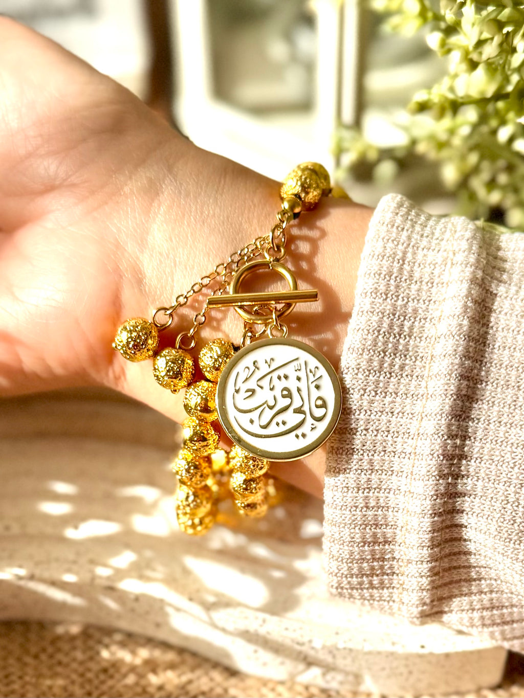 Gold-Plated Lava Stone Bracelet Seb7a