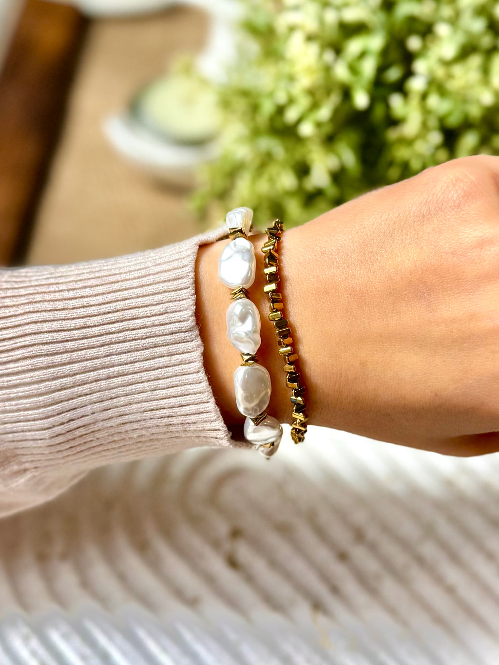 Majorca Pearl and Hematite Bracelet Set