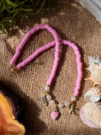 Mermaid Tail, Seashell and Starfish Heishi Beads Charm Necklace