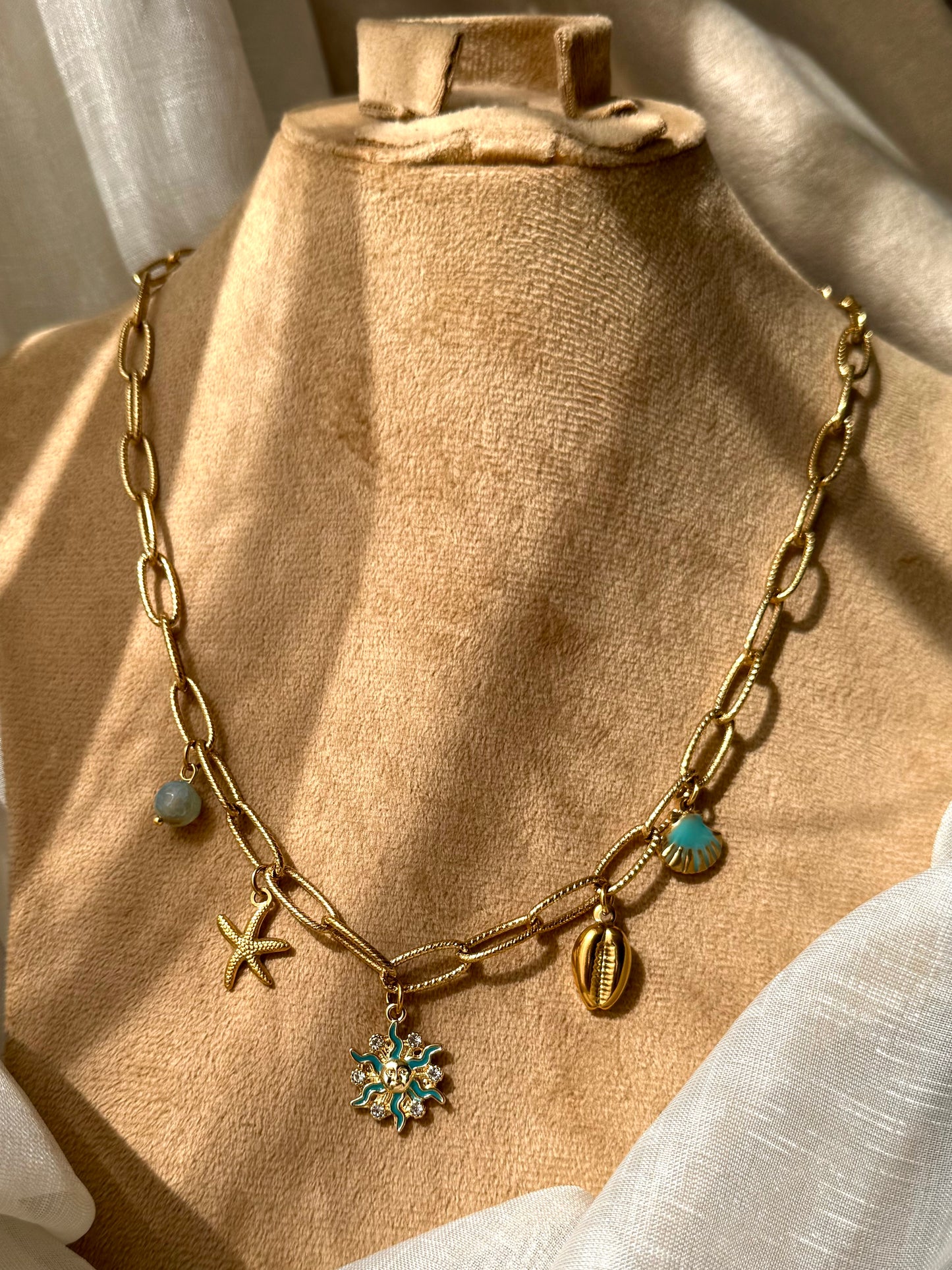 Agate, Chip Stone and Stainless Steel Necklaces Set