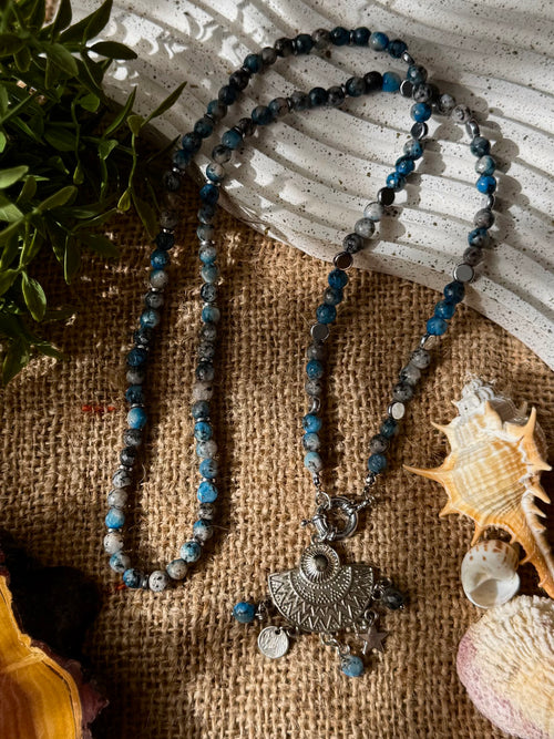 Agate and Silver-Plated Necklace