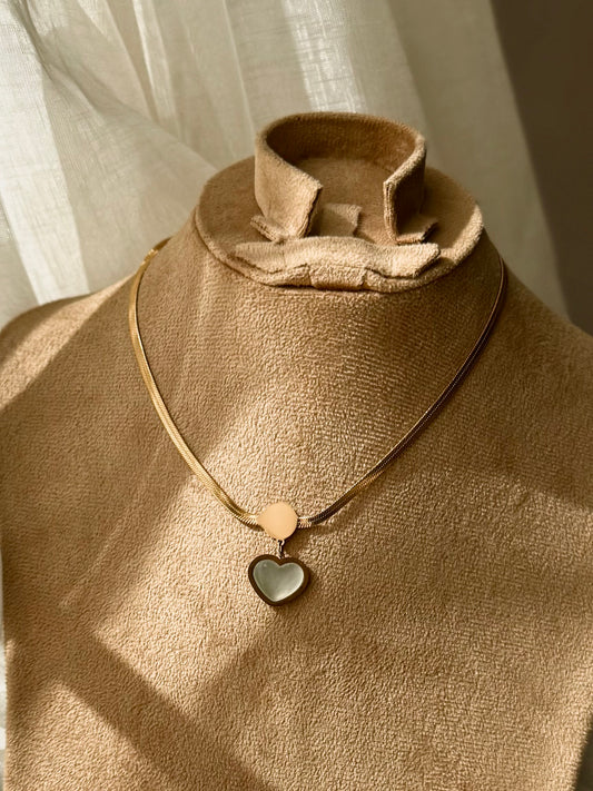 White Heart Stainless Steel Necklace