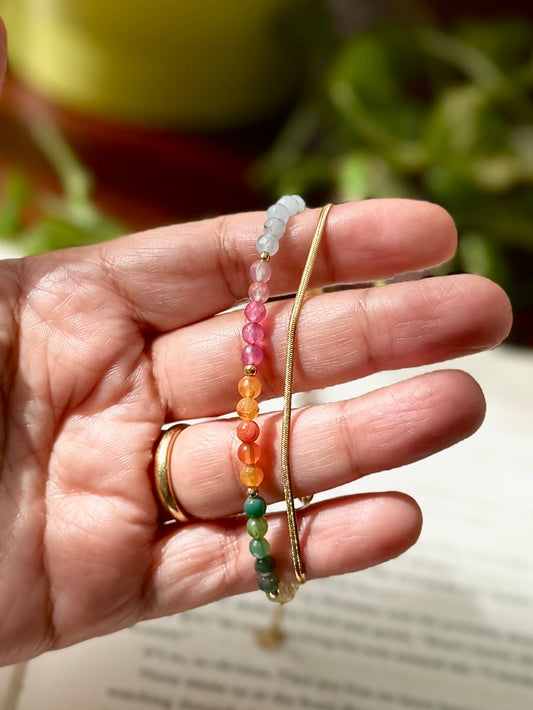 Agate and Stainless Steel Bracelets Pair