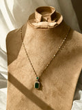 Stainless Steel Green Gemstone Necklace