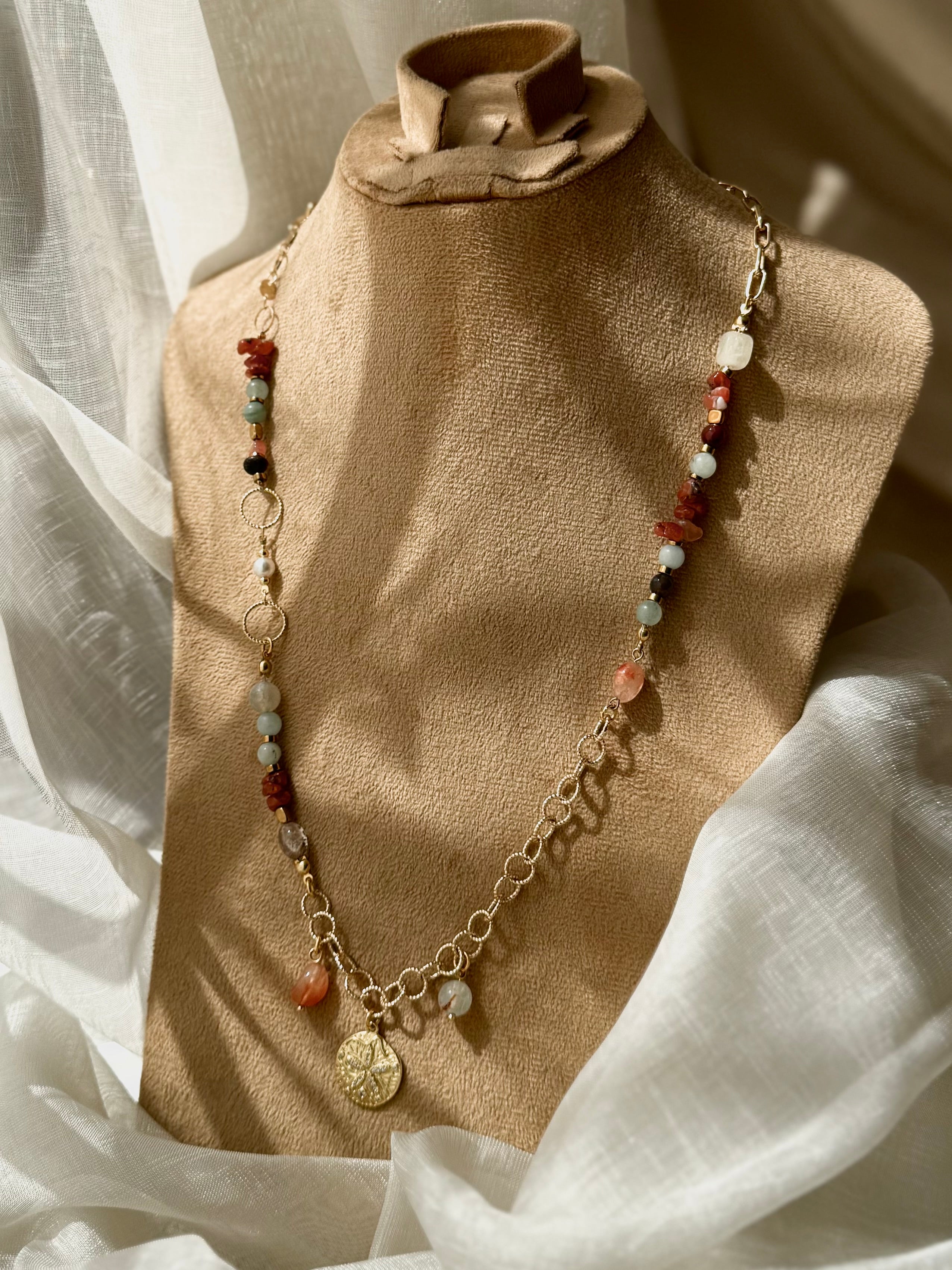 Agate and Stainless Steel Necklace