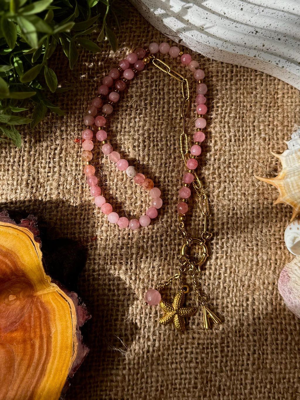 Agate and Stainless Steel Necklace with Initial