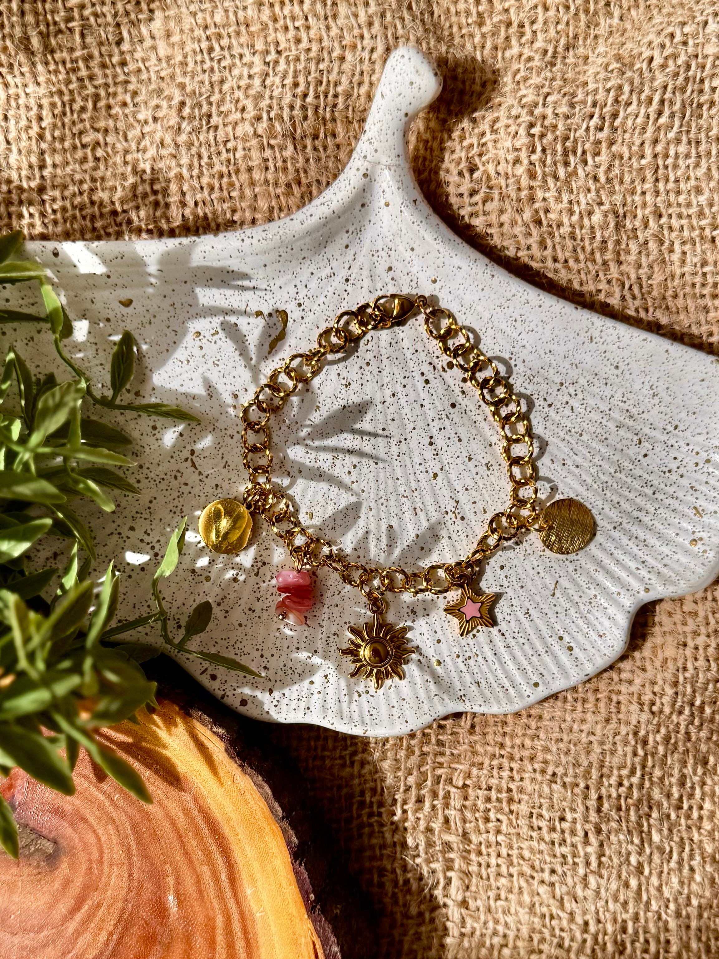 Natural Stones and Charm Bracelet Set