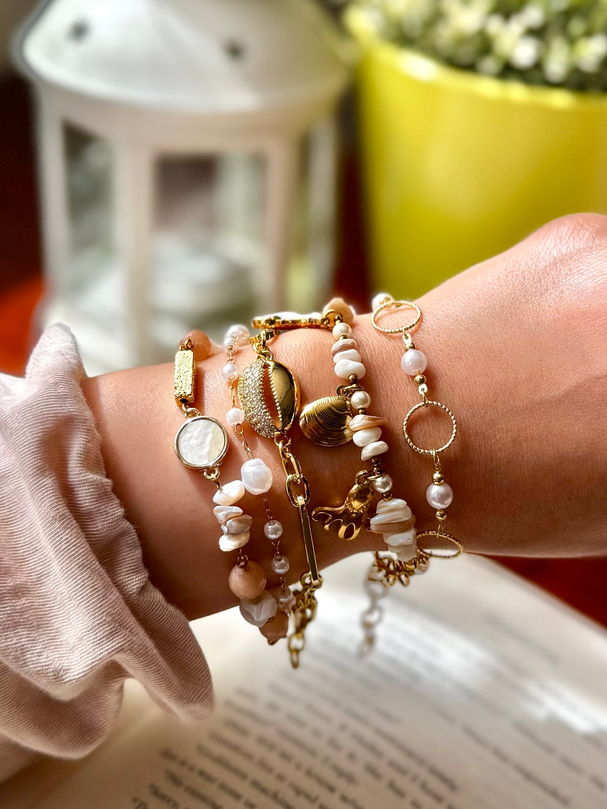 Natural Stones and Stainless Steel Bracelet Set