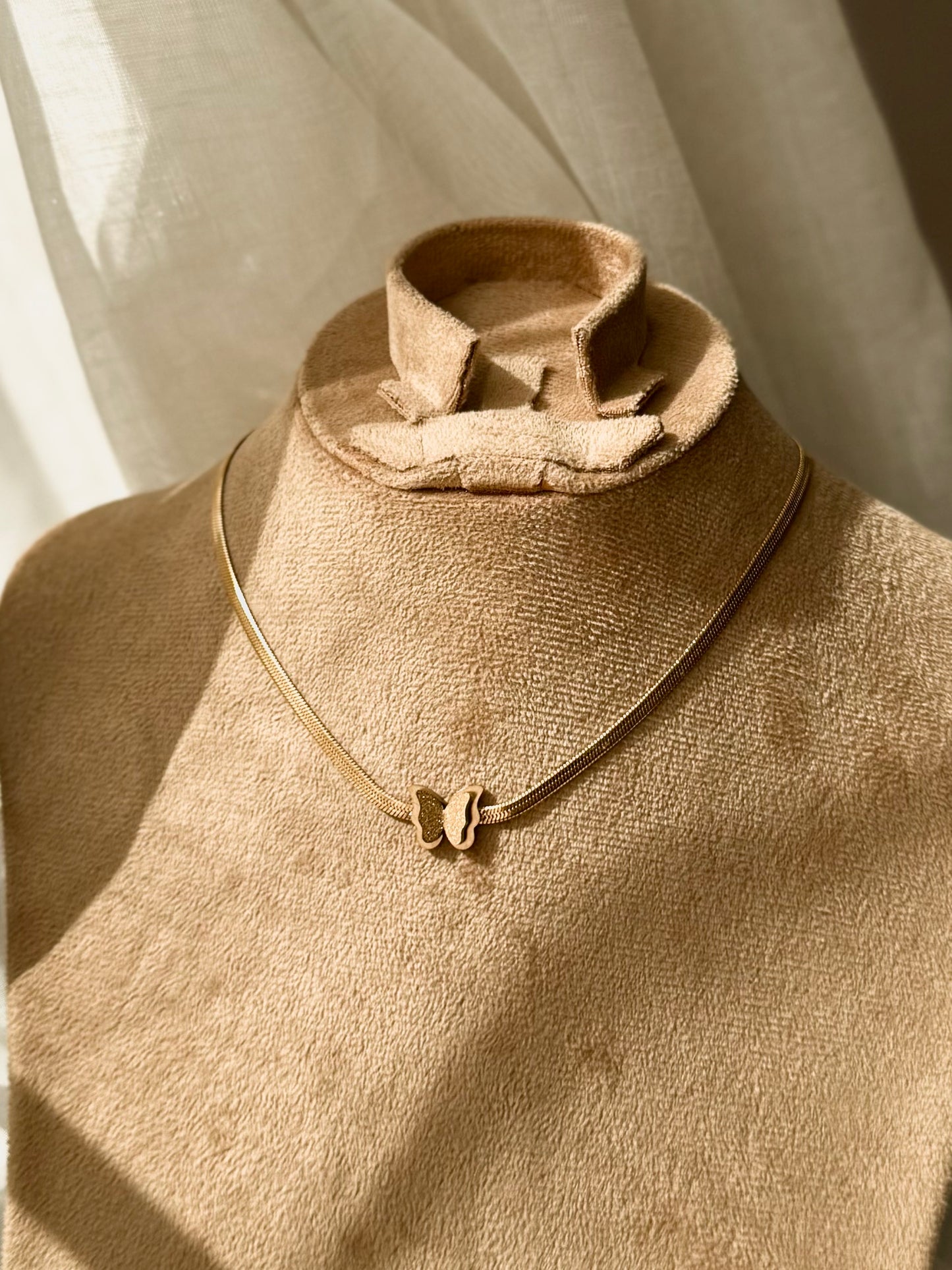 Glittery Butterfly Stainless Steel Necklace