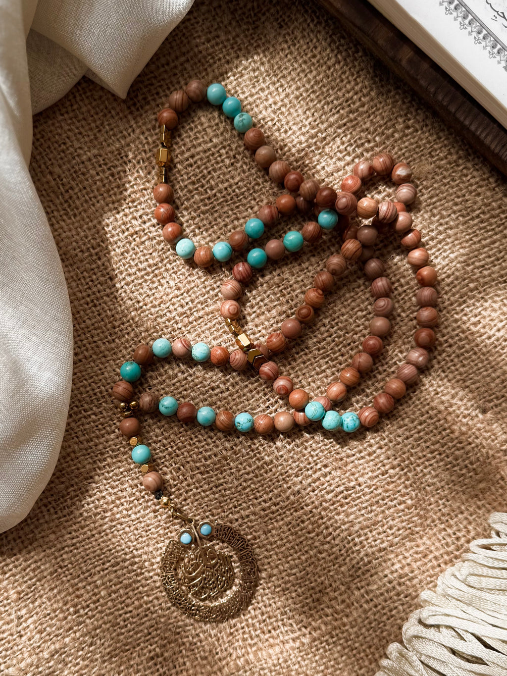 Red Wood Grain Jasper and Turquoise Seb7a