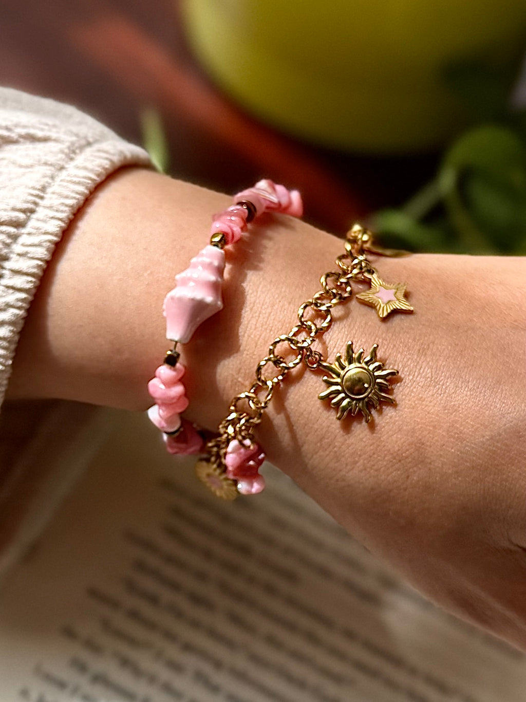 Natural Stones and Charm Bracelet Set