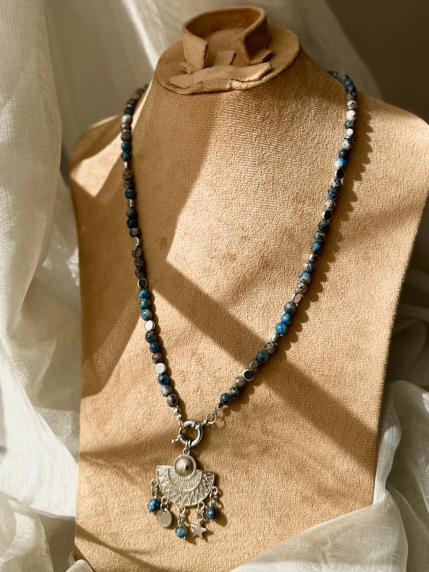 Agate and Silver-Plated Necklace