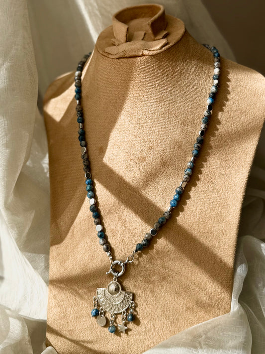 Agate and Silver-Plated Necklace