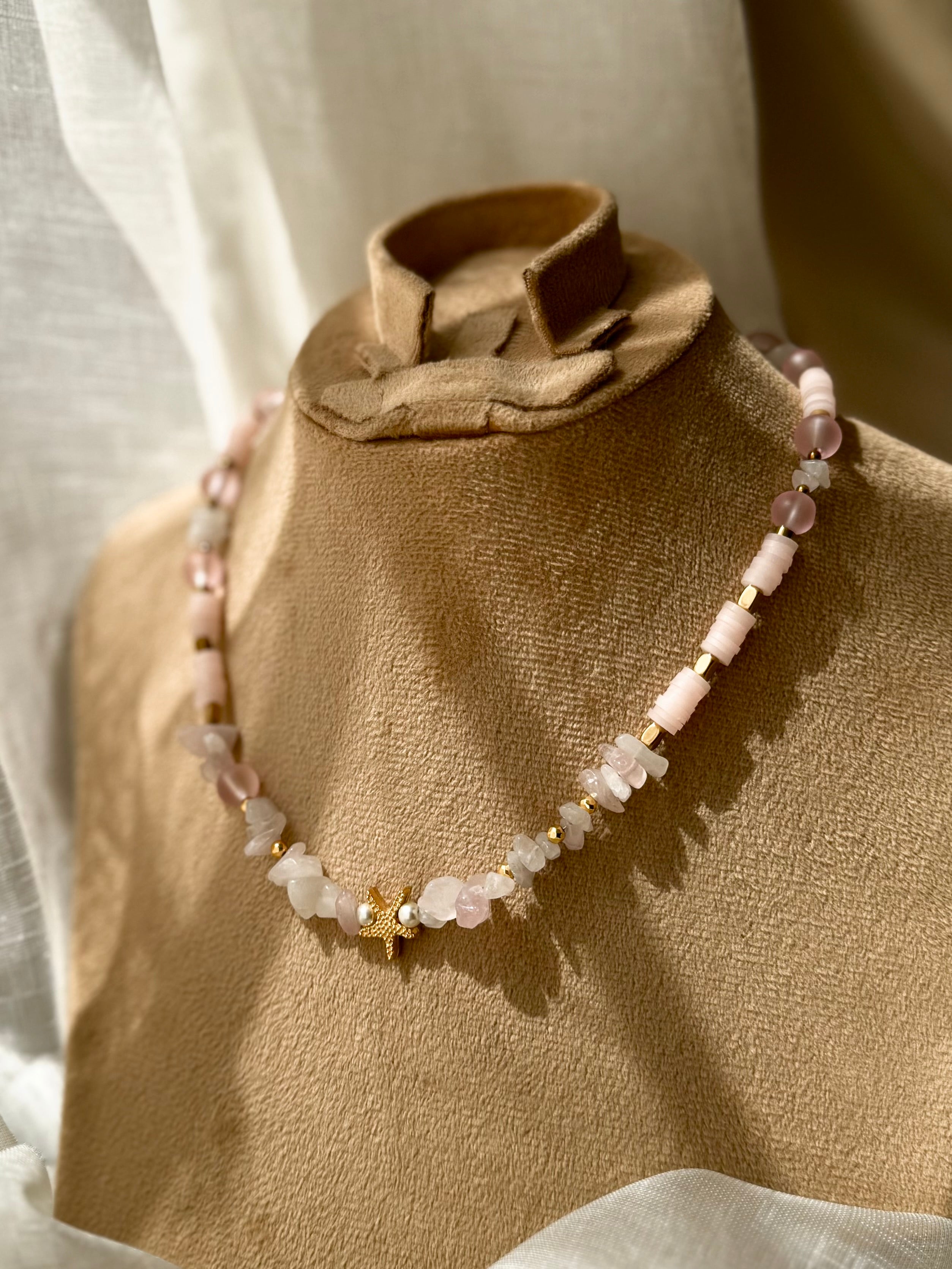 Chip Stone and Heishi Beads Necklace