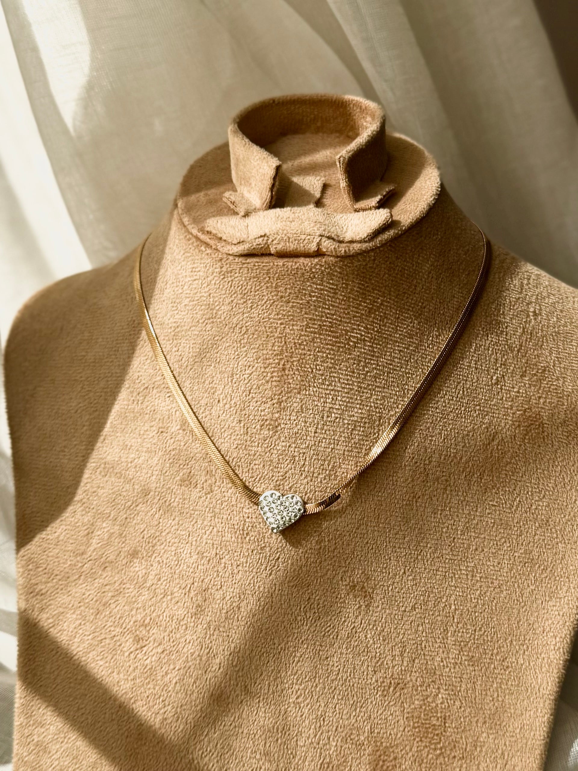 Sparkly White Heart Stainless Steel Necklace