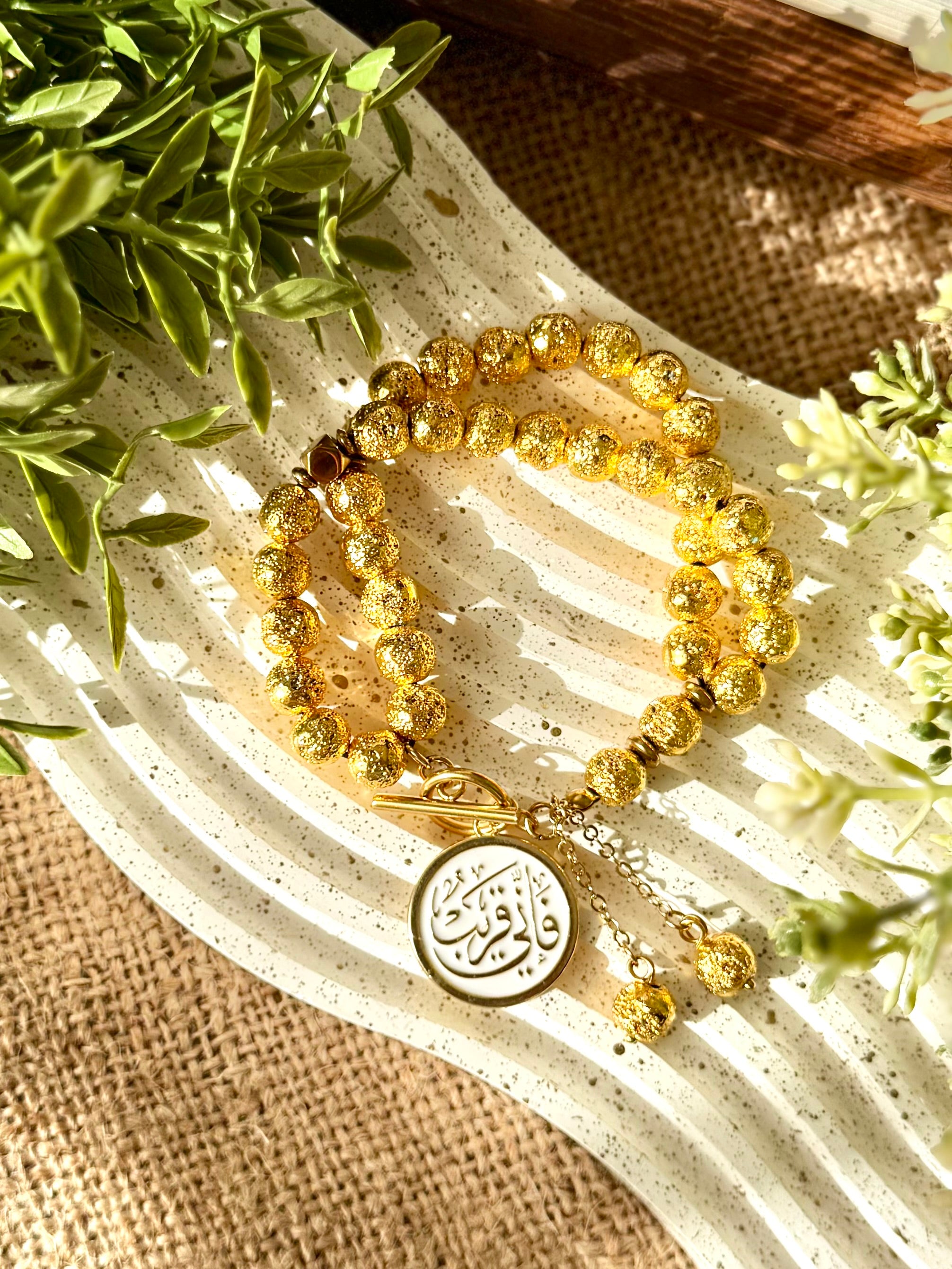 Gold-Plated Lava Stone Bracelet Seb7a