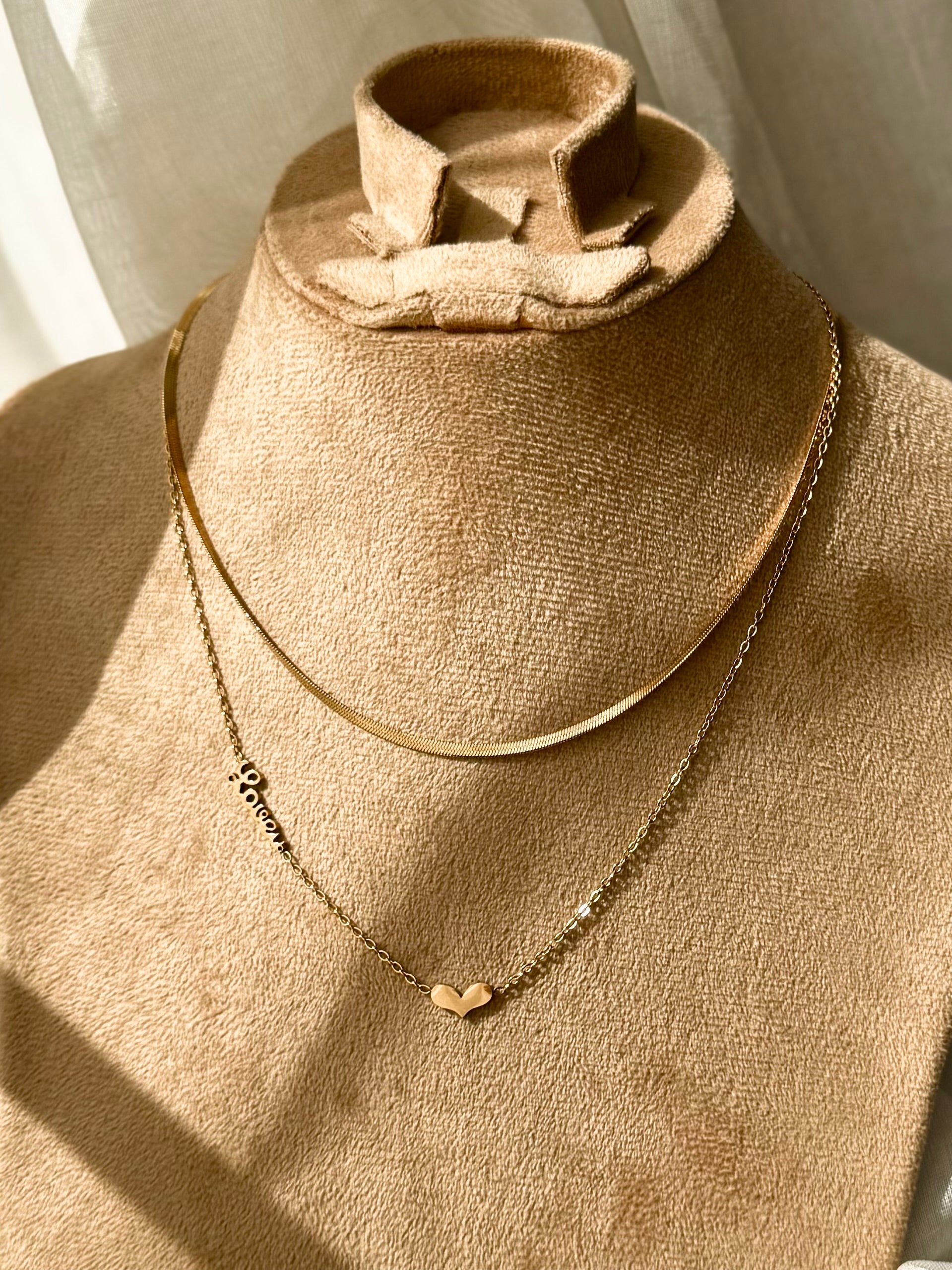 Two-Layer “Love” and Heart Stainless Steel Necklace