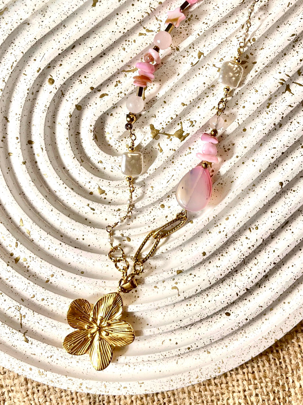 Natural Stone and Stainless Steel Necklace