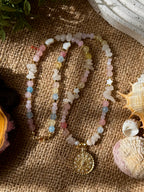 Bubblegum agate and chip stone necklace