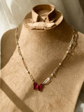 Red Butterfly Stainless Steel Necklace