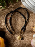 Black Crystals and Heishi Beads Initial Necklace