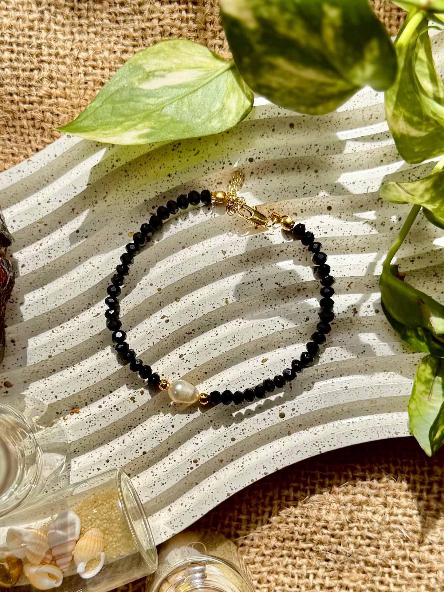 Crystal, Natural Pearl and Stainless Steel Bracelets Set