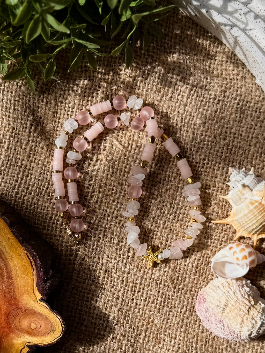 Chip Stone and Heishi Beads Necklace