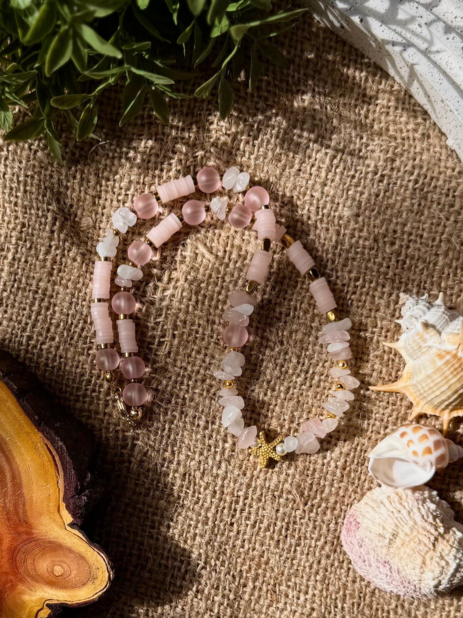 Chip Stone and Heishi Beads Necklace